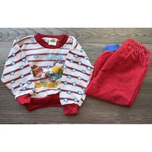 Vintage 24M "Kick All Star" Football Dog Graphic Sweatshirt & Corduroy Pants Set